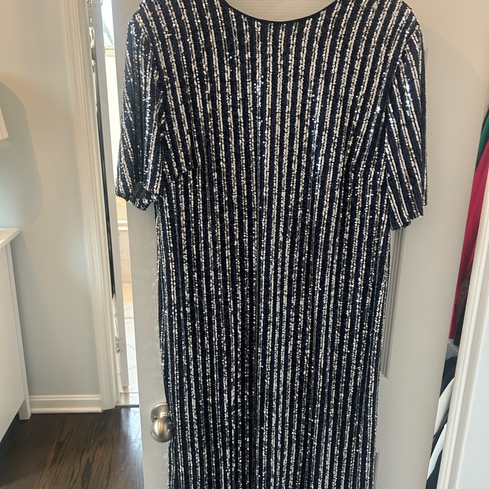 Sequin Striped Black and Silver Dress